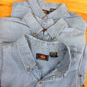 Three 100% Cotton Light Blue Casual Shirts